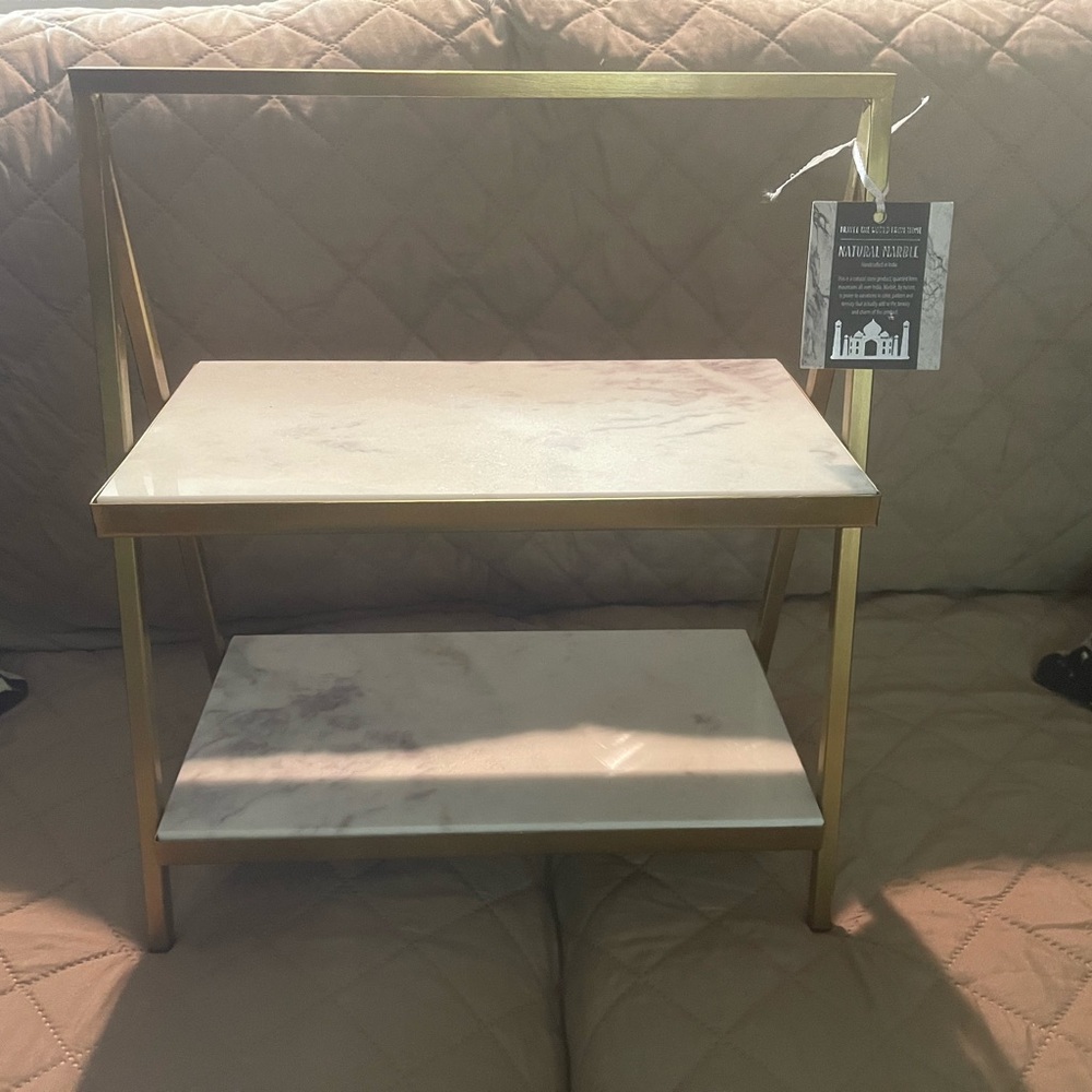 2 tier Marble and Gold stand